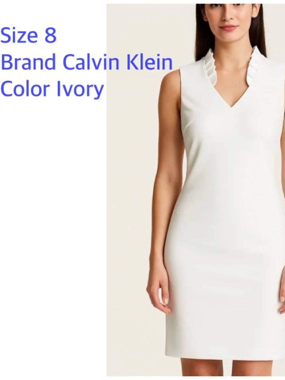 Calvin Klein White V-Neck sleeveless dress